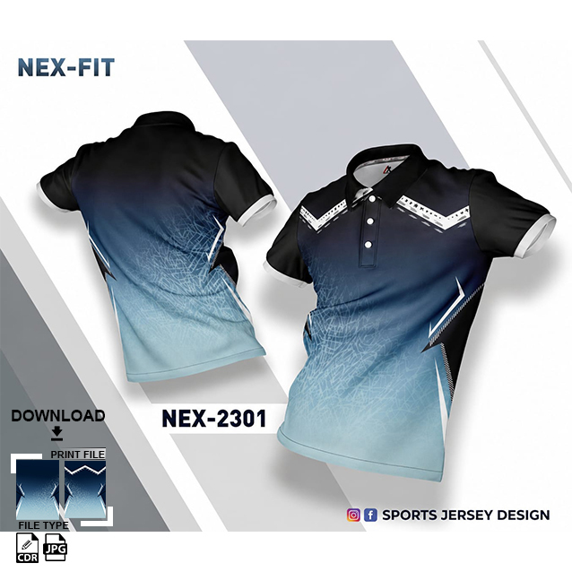 NEX-2301 BLUE AND WHITE SPORTSWEAR SUBLIMATION JERSEY DESIGN